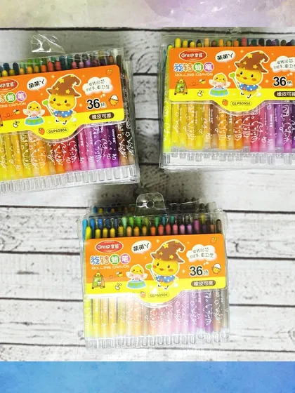 A close-up of the 36-pack rolling crayons, which are a great, no-mess alternative to traditional crayons.
