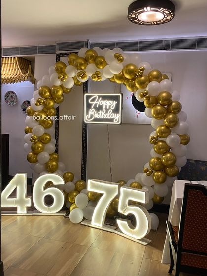 This elegant gold and white theme is versatile and works well for both daytime and evening birthday celebrations.