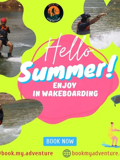 This collage shows different moments from a day of wakeboarding at our facility. From getting instructions to riding solo, it's a full day of fun and progress on the water.