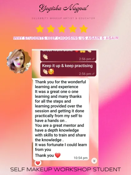 Real feedback from a self-makeup workshop student. My goal is to provide practical knowledge that you can use immediately, helping you feel empowered and confident in your own skin.