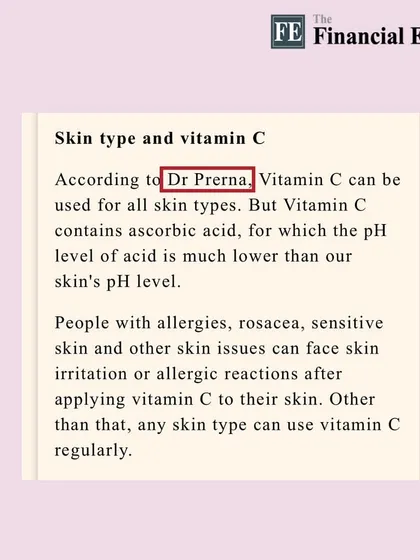 I also clarified for The Financial Express that while Vitamin C is suitable for most skin types, individuals with sensitive skin or rosacea should perform a patch test first.