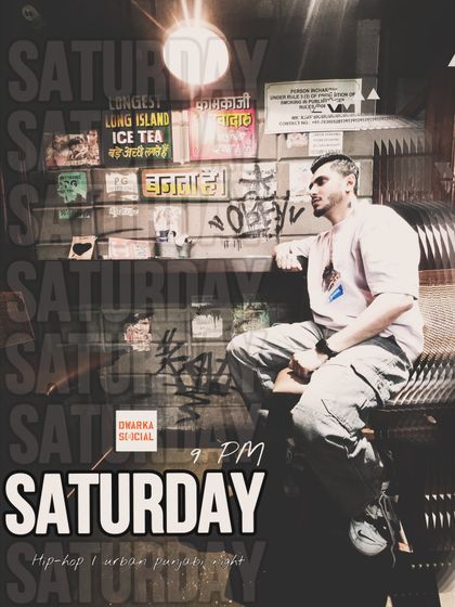 A stylized poster for a Saturday night gig, highlighting my hip hop and urban Punjabi set.