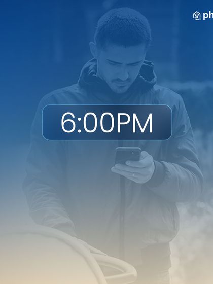 This image visualizes the proximity feature. As you approach home at 6:00 PM, your phone is ready to unlock the door for you, making your arrival effortless.