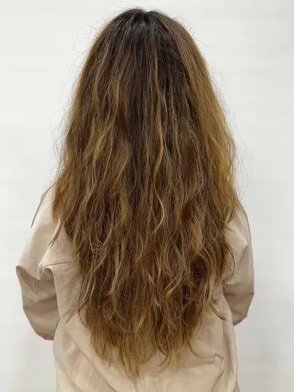 This is what a 'Beige Color Refresh' looks like. We took her faded, brassy hair and transformed it into this soft, beautiful beige blonde with a healthy shine.