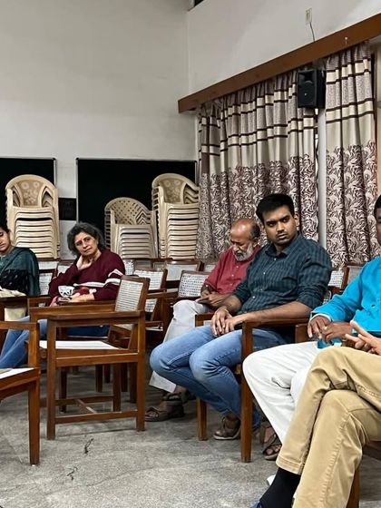 Our work intersects with public health and urban planning. Here, our co-founder Asha Kilaru participates in a workshop on Bengaluru's "Blue-Green Commons," advocating for the importance of open, green spaces around government hospitals as vital areas for healing and well-being.