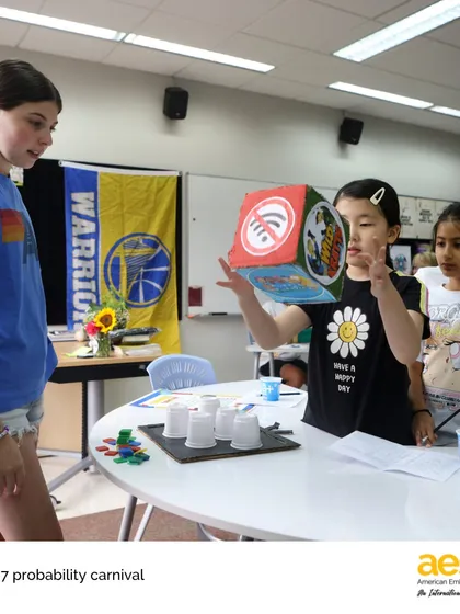 Our Grade 7 students hosted a Probability Carnival for younger grades. They designed and built their own games based on theoretical probability and compound events, making math learning fun and interactive for everyone.