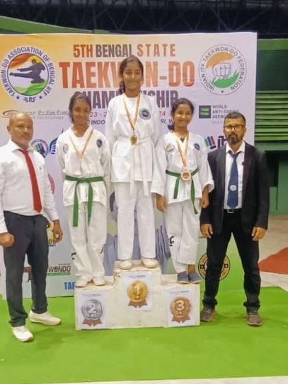 Our green-belt students celebrating their victories at the state level.