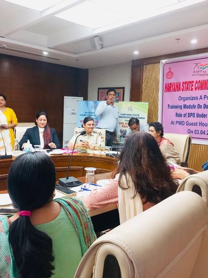The audience at the PWD Guest House for the Domestic Violence Act training. These officers play a critical role in the implementation of the law.