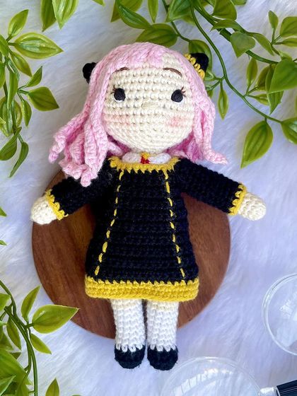 So many of you love anime, and I was thrilled to get an order for Anya from Spy x Family. It was so much fun to get her pink hair and classic black dress just right. I can create plushie versions of your favorite characters.