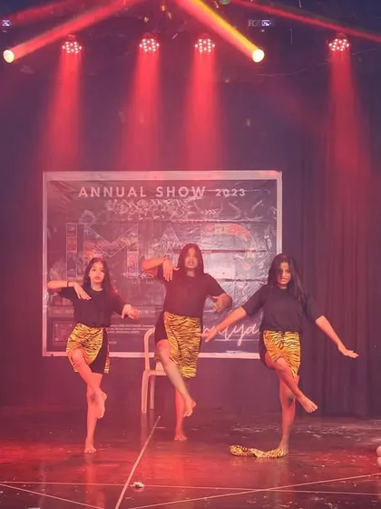 A moment of dynamic movement from our Shiva-themed act. The choreography blends traditional and contemporary styles to tell an ancient story in a fresh way.