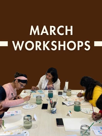 The cover for our March workshop announcement, inviting everyone to join us for a creative experience.