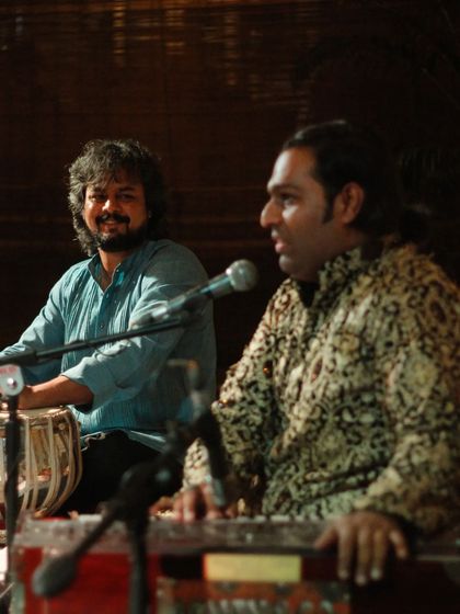 A performance shot with ghazal singer Sanam Khan.