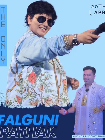 An event poster celebrating the dream of hosting for Falguni Pathak. This was a milestone moment in my career as a professional anchor.