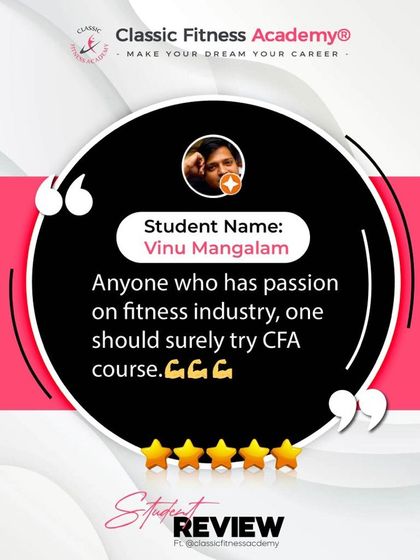 A simple, powerful review from our student Vinu Mangalam. We are the right choice for anyone with a true passion for the fitness industry.
