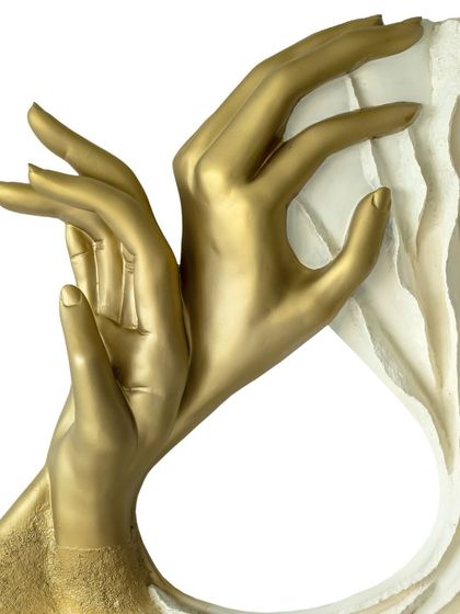 The golden hands of "The Awakening Cycle" (Series 1) symbolize the precious and divine nature of self-awareness. They are a mudra of empowerment and enlightenment.
