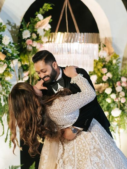 A beautiful dip at the end of a romantic dance. We choreograph the entire performance, from the first step to the final, memorable pose.