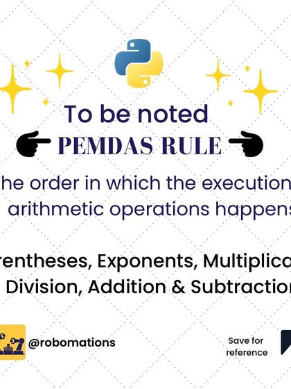 Remember the PEMDAS rule! This helpful graphic explains the order of operations in Python: Parentheses, Exponents, Multiplication, Division, Addition, and Subtraction.