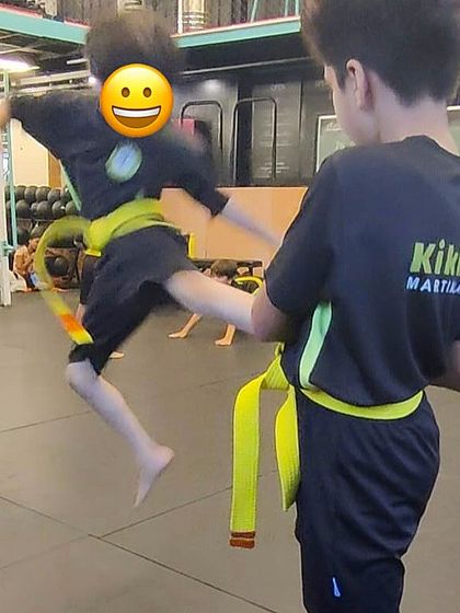 This young Kikker is getting some air while practicing a flying side kick. It's amazing to see their confidence grow with each class.