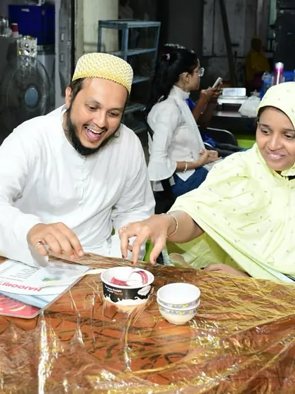 A couple enjoying their dessert. Sweet moments at our festival.