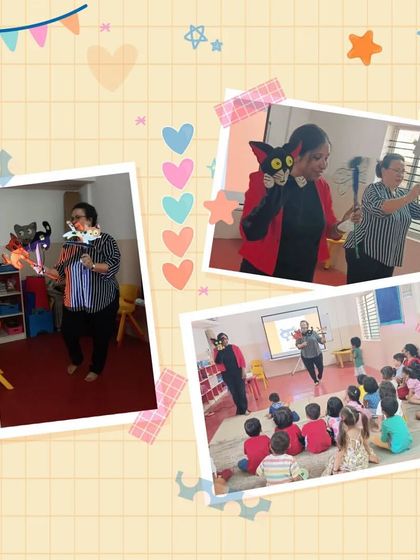 Our educators are master storytellers, using puppets and props to create a world of wonder. This collage shows the joy and engagement that comes from such a creative approach to literacy.