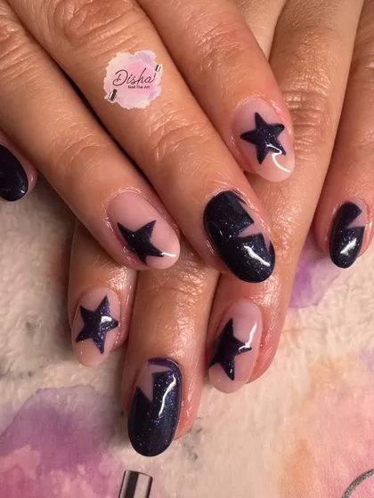 A cool and edgy design with black stars on a sheer base.