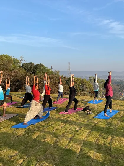 Leading a morning yoga sadhana at a beautiful farm retreat. Practicing asana outdoors, surrounded by nature, connects us to the earth and awakens our life force, or prana. It’s not about perfect poses, but about the feeling of unity with your breath and the world around you.