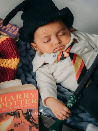 Little wizard, big dreams. This sleeping baby Harry is the cutest thing you'll see today.