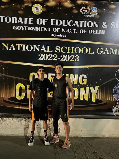 Celebrating the success of our athletes Aksh Solanki and Keshav Geer at the 66th National School Games. Here they are at the opening ceremony, ready to compete.