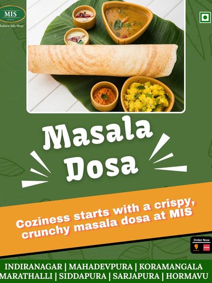 Coziness starts with a crispy, crunchy masala dosa. It's the perfect way to end your day on a delicious note.