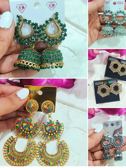 This image features a mix of our popular earring bezels, from colorful Navratan-style pieces to elegant green and gold jhumkas. These bases make it easy to create professional-looking resin earrings.