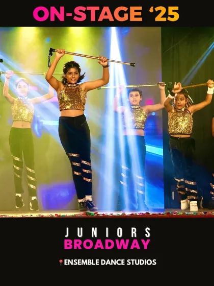 Our juniors Broadway group using canes as props. Broadway jazz teaches students about stage performance, character work, and dancing with props.