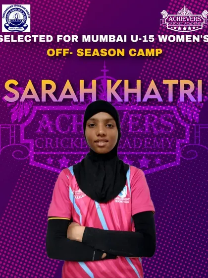 Congratulations to Sarah Khatri for being selected for the Mumbai U-15 Women's Off-Season Camp.