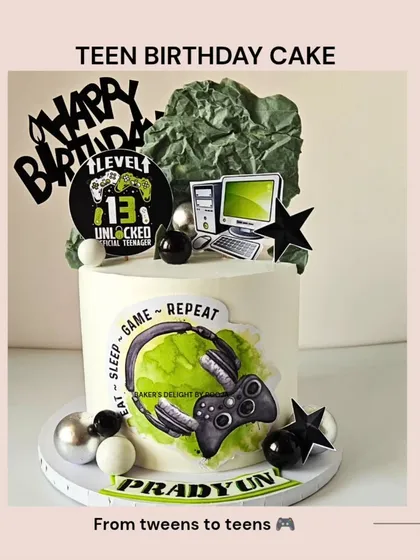 A gaming-themed cake for a teen's birthday, because you're never too old for a fun, personalized cake.