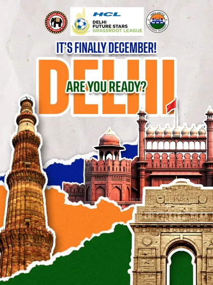 It's finally December. This graphic, featuring iconic Delhi landmarks, connects the tournament directly to the city, building local pride and excitement for the upcoming matches.