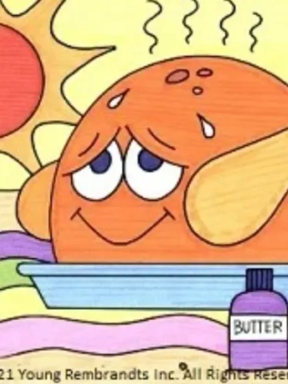 This cartoon of a sweating roasted turkey is a fun and humorous take on a still life subject. We teach students to bring inanimate objects to life with expressions.