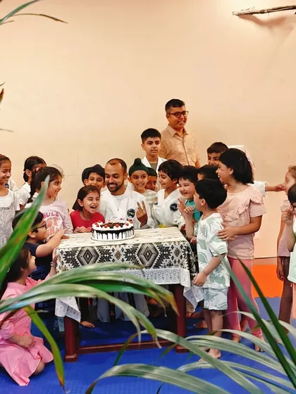 A wider view of the birthday celebration, surrounded by my youngest students. Their energy and enthusiasm are infectious.