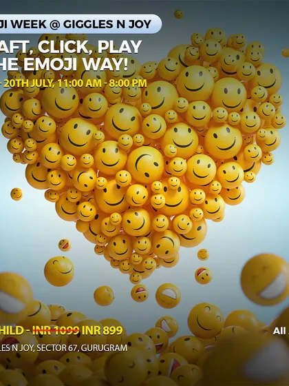 Emoji Week at Giggles N Joy! A whole week of emoji-themed crafts, photo booths, and playtime for all ages.