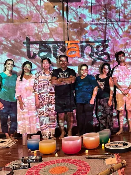 The happy, relaxed faces of our Tarang family after a rejuvenating sound bath session. We love seeing the calm energy in the room after we wrap up with some warm hibiscus tea.