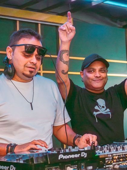 Vibe Sahi Hai! A moment of pure energy with a fellow DJ. When you're on the same wavelength, the music just flows.