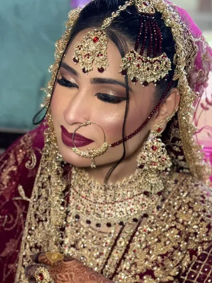 A beautiful, soft moment captured of the royal bride. Even with her eyes closed, the detail and artistry of the eye makeup are clearly visible.