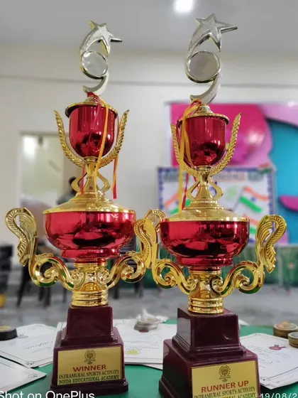 The trophies for the winners and runners-up of the Inter-House Kabaddi Tournament.