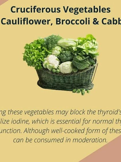 A visual reminder about moderating cruciferous vegetables in a diet for hypothyroidism.