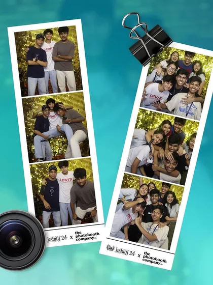 Examples of the branded photo strips from the Kshitij college fest. These instant souvenirs are a huge hit with students.