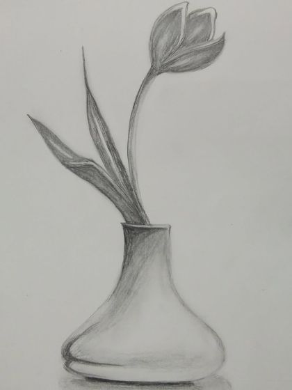 A simple, elegant tulip in a vase, showing how to create form with just a few pencil strokes.