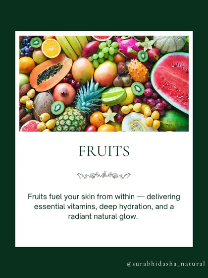 Fresh, colorful fruits are nature's skincare. They are full of vitamins and antioxidants that hydrate skin cells, boost collagen, and fight dullness.