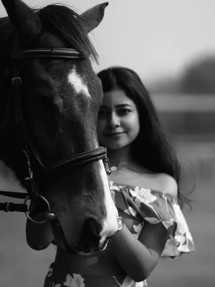 A black and white version that adds a timeless, classic feel to the portrait.