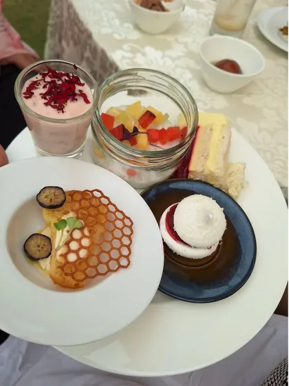 A plate full of exquisite desserts from the brunch at The Lodhi. The variety was incredible.