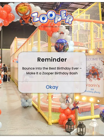 Your reminder that the best birthday ever is a Zooper birthday bash. I can bring any theme to life, like this awesome Spiderman party, complete with decorations and non-stop action.