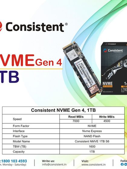 Our 1TB NVMe Gen 4 SSD is built for extreme speed, with read performance up to 7000 MB/s and write speeds of 4500 MB/s. It's the ultimate storage for gamers and content creators.
