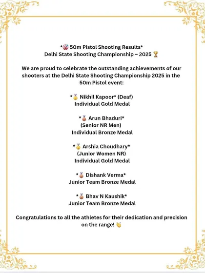 Celebrating the outstanding results in the 50m Pistol event, including a gold medal for our para-athlete Nikhil Kapoor. My academy is proud to offer inclusive coaching for shooters with disabilities.
